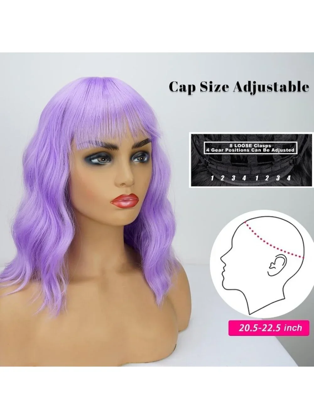 Women's Purple Soft Short Bob Style Synthetic Shoulder Length Curly Wigs